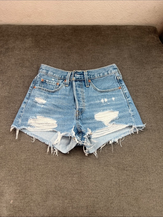 Levi's Pants - Levi's Light Blue Ripped High-Rise Denim Shorts